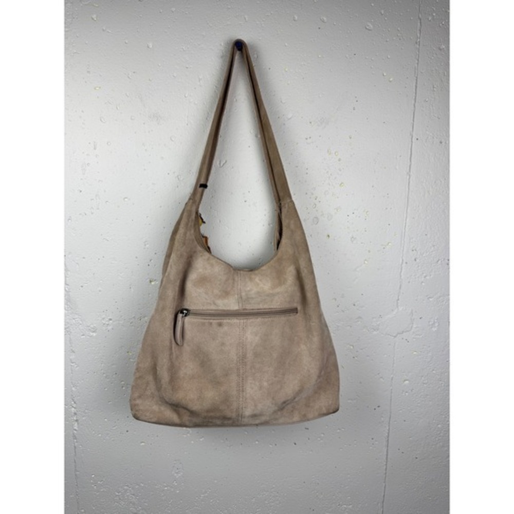 The Sak Huntley Hobo Bag in Sand Suede Taupe Tassel Shoulder Bag Slouchy Tote - Picture 4 of 17